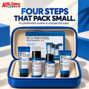 FOUR STEPS THAT PACK SMALL. A coordinated routine in compact kit sizes.