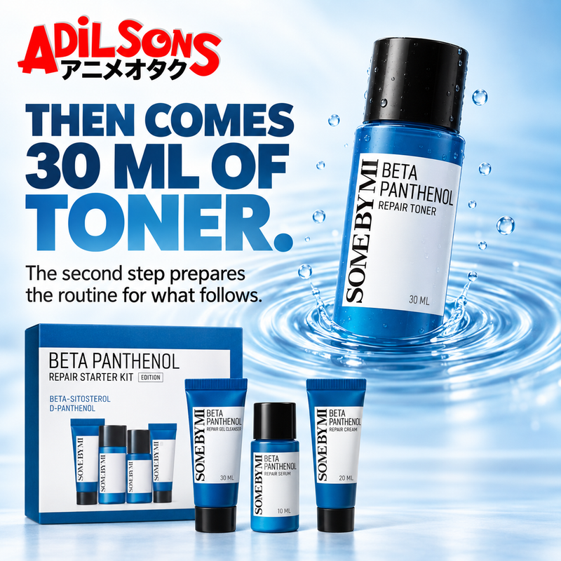 THEN COMES 30 ML OF TONER. The second step prepares the routine for what follows.