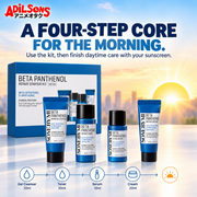 A FOUR-STEP CORE FOR THE MORNING. Use the kit, then finish daytime care with your sunscreen.