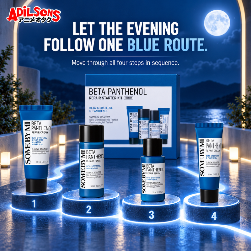 LET THE EVENING FOLLOW ONE BLUE ROUTE. Move through all four steps in sequence.