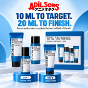 10 ML TO TARGET. 20 ML TO FINISH. Serum and cream complete the second half of the kit.