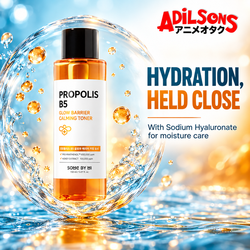 Adilsons ad for SOME BY MI Propolis B5 Glow Barrier Calming Toner 150ml: HYDRATION, HELD CLOSE