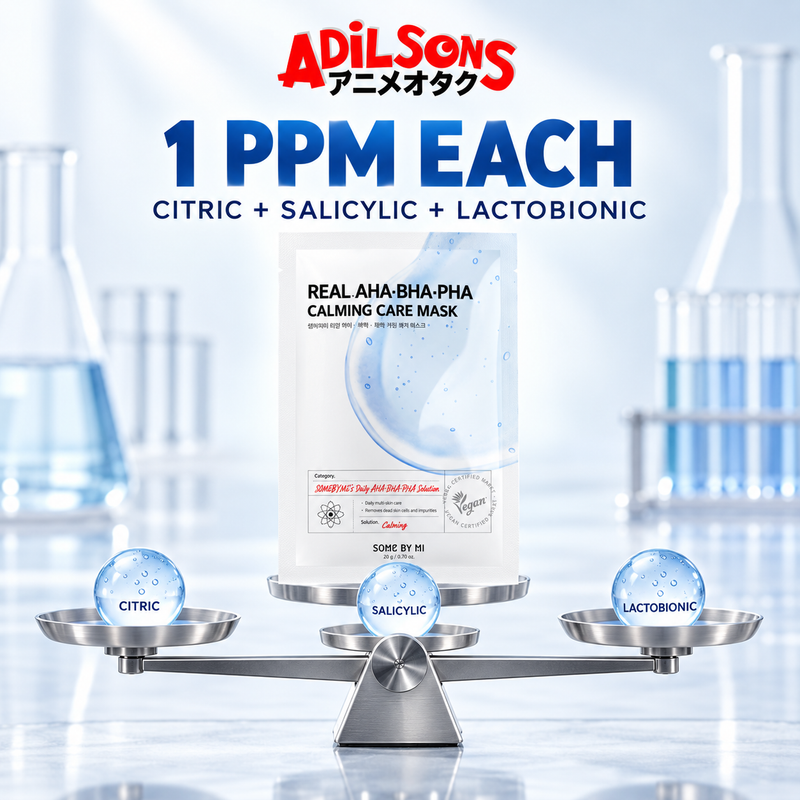 Adilsons Beauty SOME BY MI AHA-BHA-PHA mask ad: 1 PPM EACH — CITRIC + SALICYLIC + LACTOBIONIC