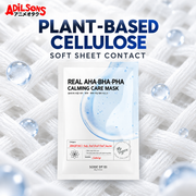 Adilsons Beauty SOME BY MI AHA-BHA-PHA mask ad: PLANT-BASED CELLULOSE — SOFT SHEET CONTACT