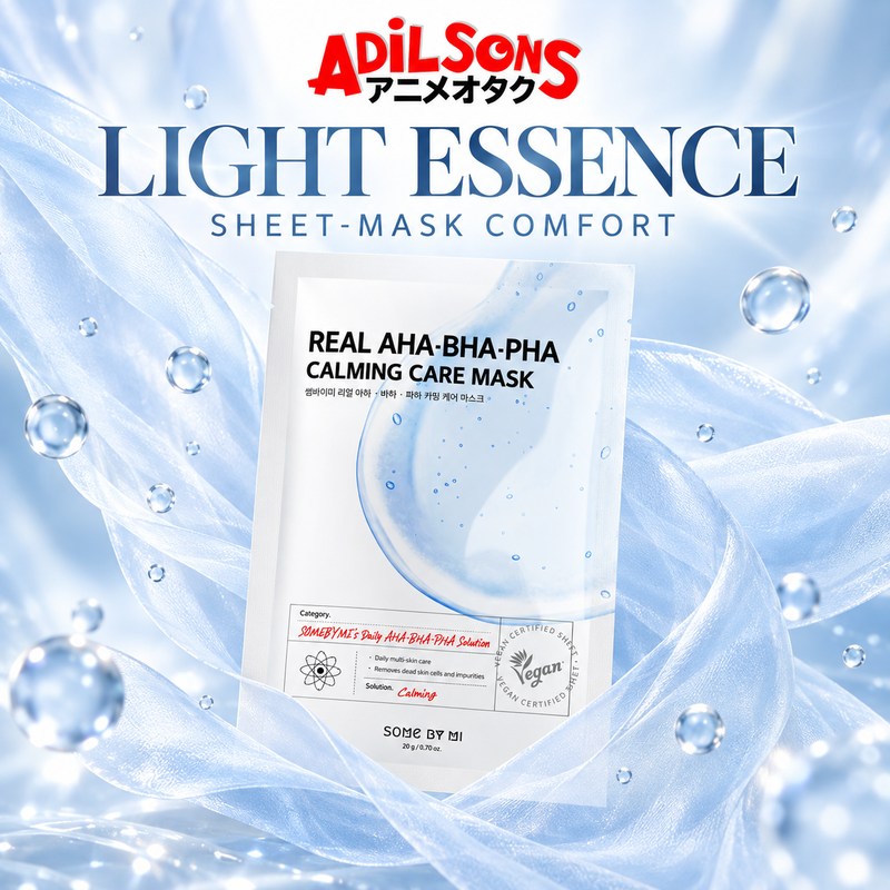 Adilsons Beauty SOME BY MI AHA-BHA-PHA mask ad: LIGHT ESSENCE — SHEET-MASK COMFORT