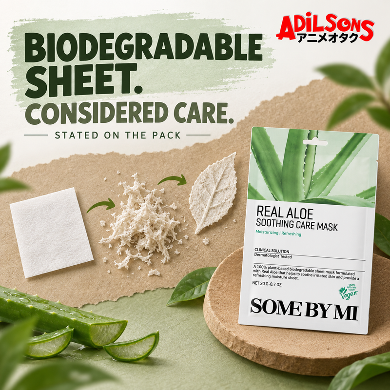 SOME BY MI Real Aloe Soothing Care Mask 20g creative: biodegradable sheet.