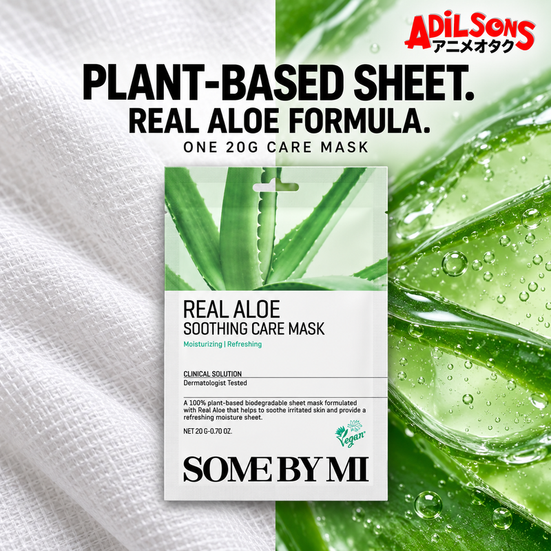 SOME BY MI Real Aloe Soothing Care Mask 20g creative: sheet and aloe pairing.