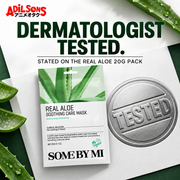 SOME BY MI Real Aloe Soothing Care Mask 20g creative: dermatologist tested package fact.