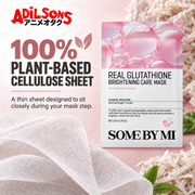 Cellulose fibres illustrate the mask’s 100% plant-based sheet material.