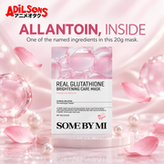 A pearl-pink product scene highlights allantoin as a named formula ingredient.
