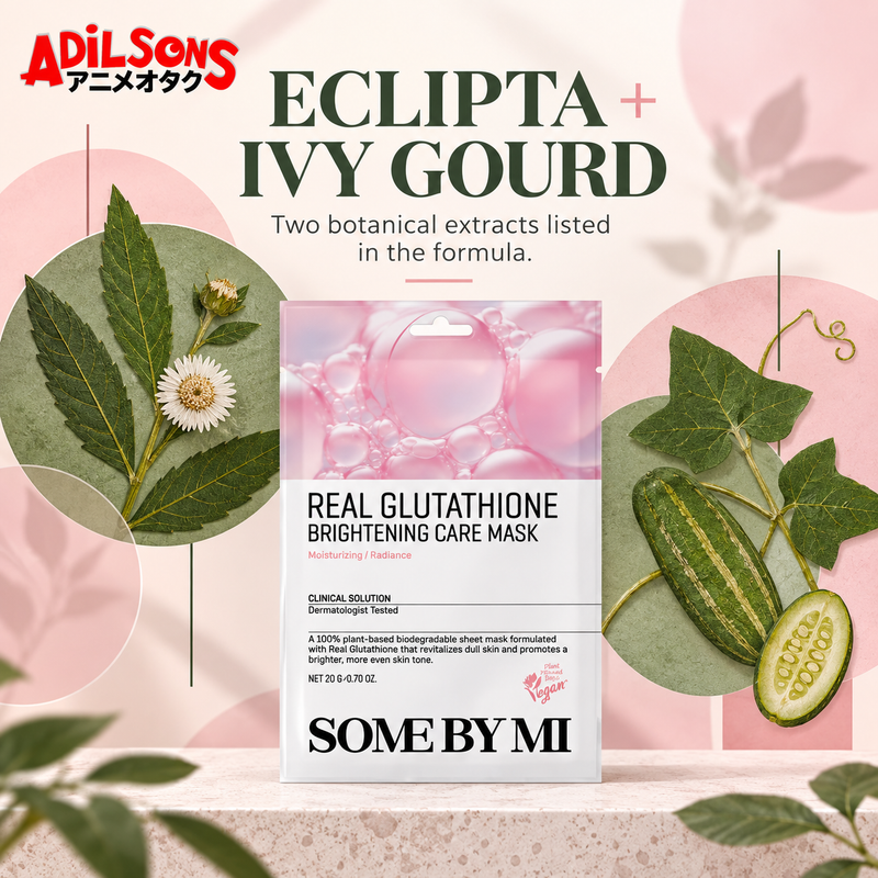 A botanical herbarium presents eclipta and ivy gourd extracts listed in the formula.