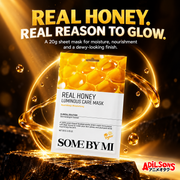 SOME BY MI Real Honey Luminous Care Mask 20g creative 20: REAL HONEY. REAL REASON TO GLOW.