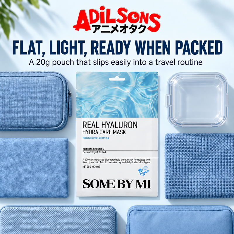 Adilsons ad for SOME BY MI Real Hyaluron Hydra Care Mask 20g: FLAT, LIGHT, READY WHEN PACKED