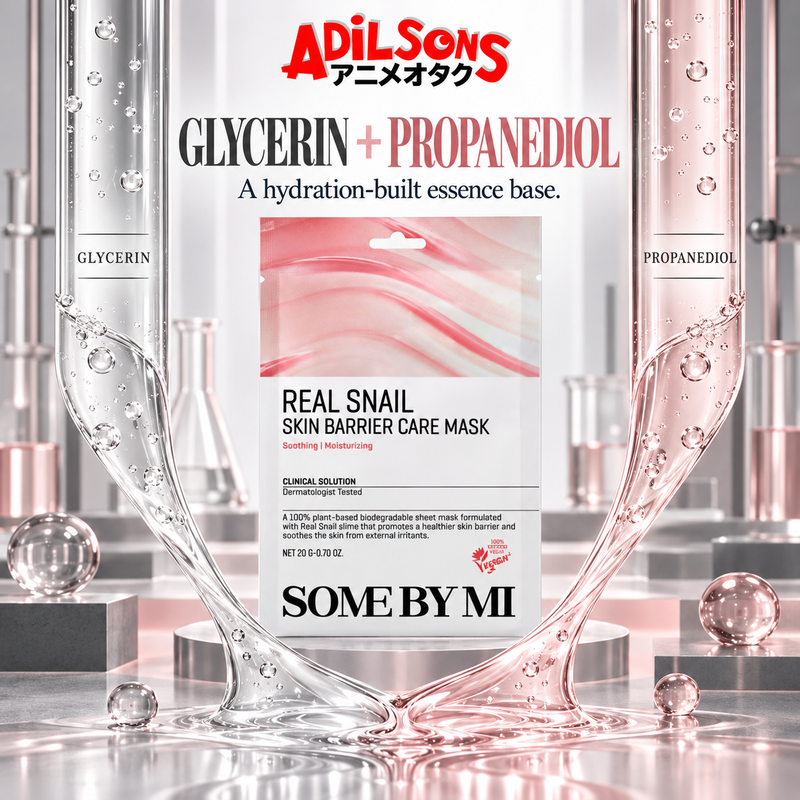 Adilsons Beauty SOME BY MI Real Snail Skin Barrier Care Mask ad: GLYCERIN + PROPANEDIOL / A hydration-built essence base.