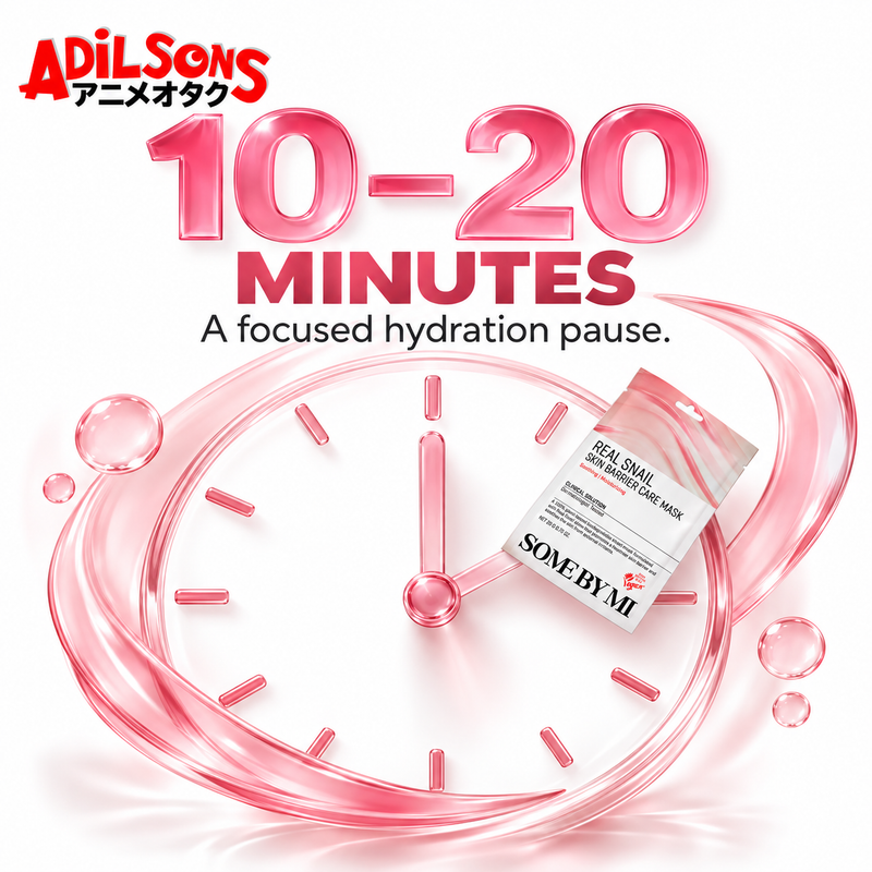 Adilsons Beauty SOME BY MI Real Snail Skin Barrier Care Mask ad: 10–20 MINUTES / A focused hydration pause.
