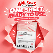 Adilsons Beauty SOME BY MI Real Snail Skin Barrier Care Mask ad: ONE SHEET. READY TO USE. / No measuring. No mixing.