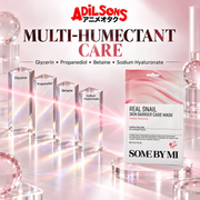 Adilsons Beauty SOME BY MI Real Snail Skin Barrier Care Mask ad: MULTI-HUMECTANT CARE / Glycerin • Propanediol • Betaine • Sodium Hyaluronate.