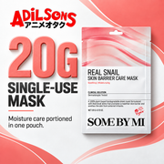 Adilsons Beauty SOME BY MI Real Snail Skin Barrier Care Mask ad: 20G SINGLE-USE MASK / Moisture care portioned in one pouch.