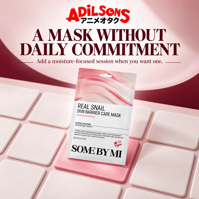 Adilsons Beauty SOME BY MI Real Snail Skin Barrier Care Mask ad: A MASK WITHOUT DAILY COMMITMENT / Add a moisture-focused session when you want one.