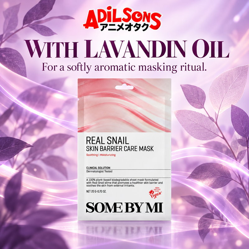Adilsons Beauty SOME BY MI Real Snail Skin Barrier Care Mask ad: WITH LAVANDIN OIL / For a softly aromatic masking ritual.