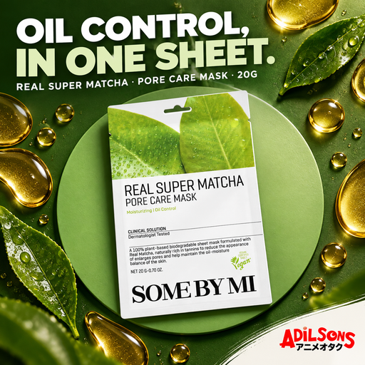 SOME BY MI Real Super Matcha Pore Care Mask 20g creative: oil-control benefit.