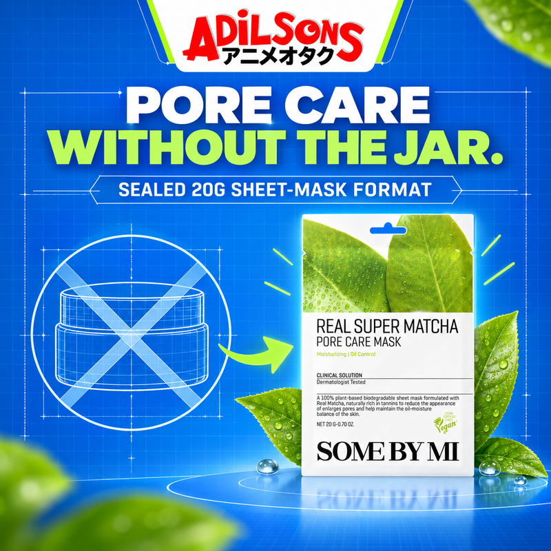 SOME BY MI Real Super Matcha Pore Care Mask 20g creative: mess-free format.