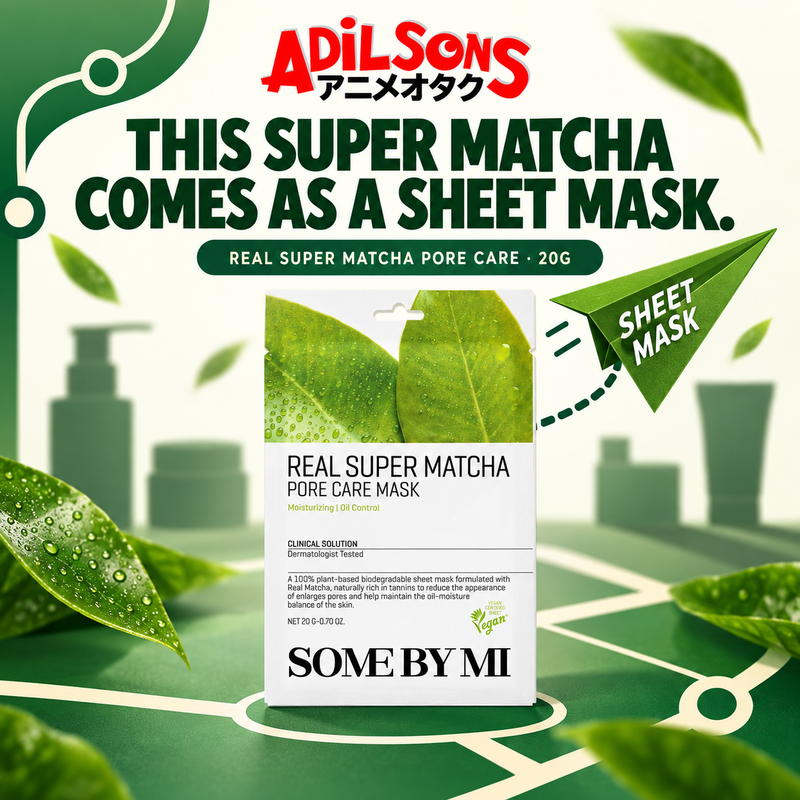 SOME BY MI Real Super Matcha Pore Care Mask 20g creative: sheet-mask identity within Super Matcha.