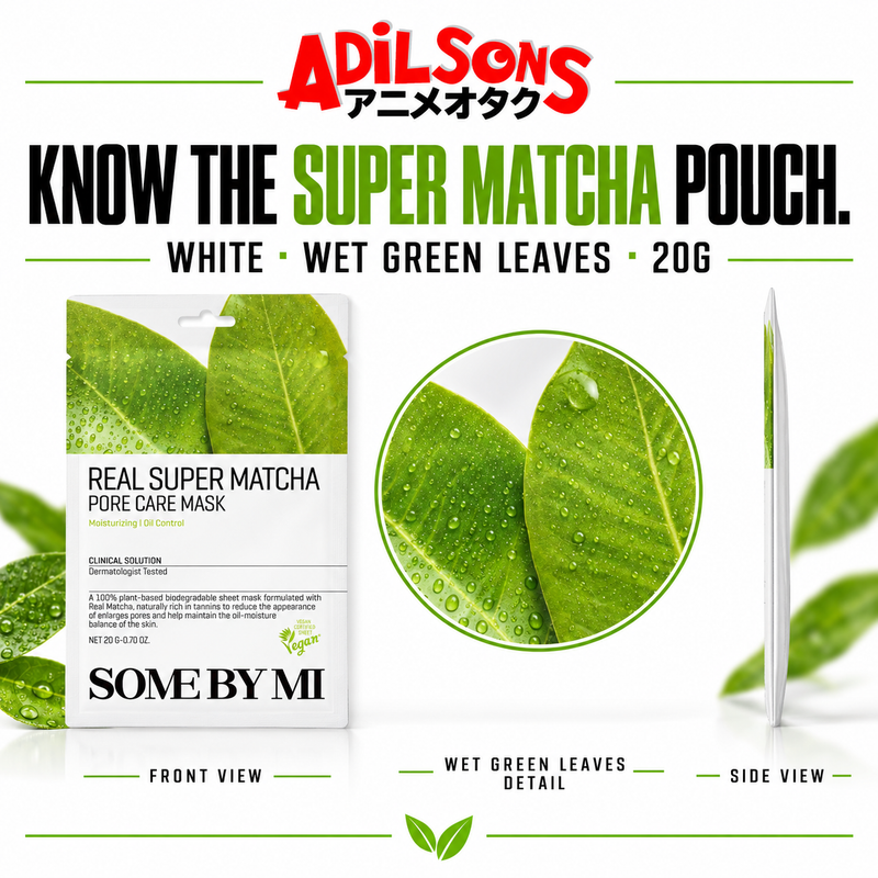 SOME BY MI Real Super Matcha Pore Care Mask 20g creative: exact pouch recognition.