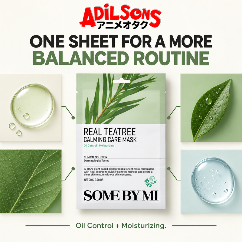 Adilsons creative for SOME BY MI Real Teatree Calming Care Mask 20G — ONE SHEET FOR A MORE BALANCED ROUTINE