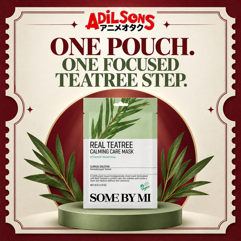 Adilsons creative for SOME BY MI Real Teatree Calming Care Mask 20G — ONE POUCH. ONE FOCUSED TEATREE STEP.