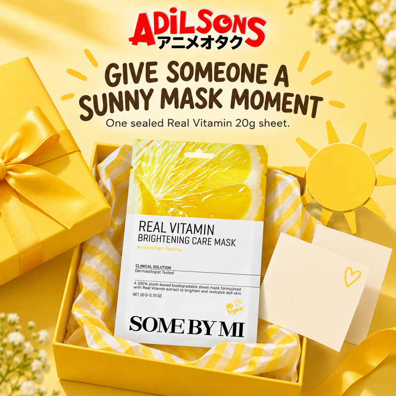 A yellow gift box presents one sealed 20g Real Vitamin mask.