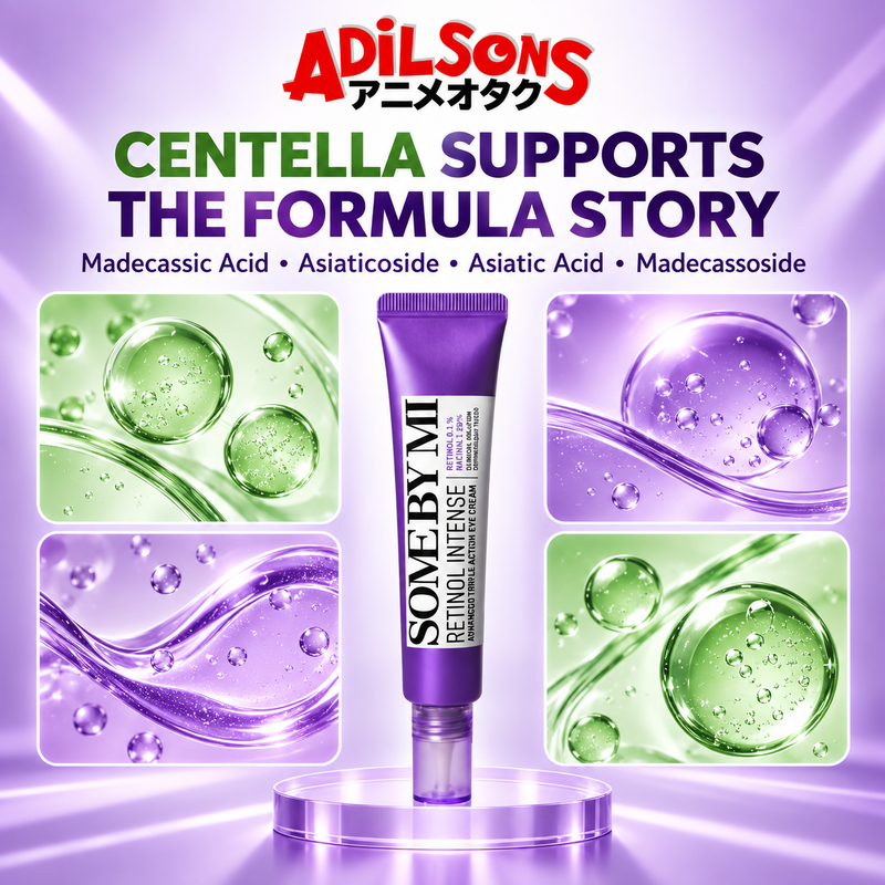 Adilsons ad for SOME BY MI Retinol Intense Advanced Triple Action Eye Cream 30ml: CENTELLA SUPPORTS THE FORMULA STORY
