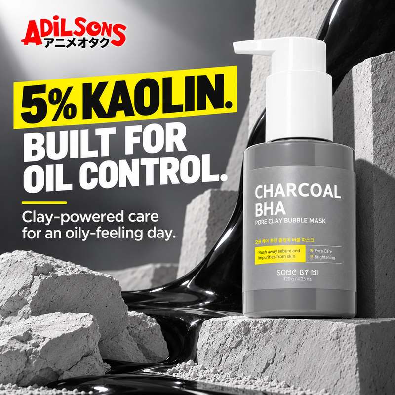 SOME BY MI Charcoal BHA Pore Clay Bubble Mask creative 5: 5% KAOLIN. BUILT FOR OIL CONTROL.