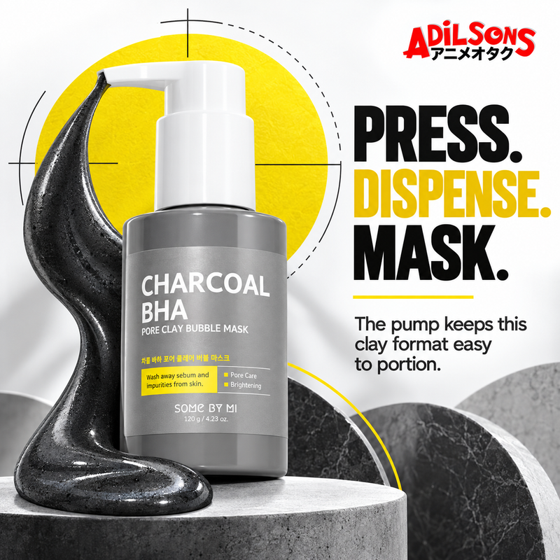 SOME BY MI Charcoal BHA Pore Clay Bubble Mask creative 8: PRESS. DISPENSE. MASK.