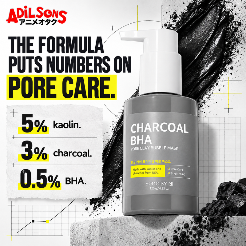 SOME BY MI Charcoal BHA Pore Clay Bubble Mask creative 16: THE FORMULA PUTS NUMBERS ON PORE CARE.