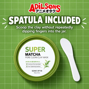 Adilsons Beauty SOME BY MI Super Matcha Pore Clean Clay Mask ad: SPATULA INCLUDED / Scoop the clay without repeatedly dipping fingers into the jar.