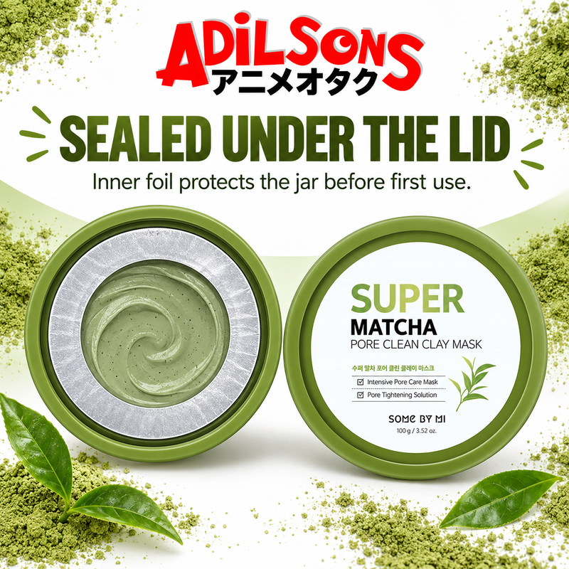 Adilsons Beauty SOME BY MI Super Matcha Pore Clean Clay Mask ad: SEALED UNDER THE LID / Inner foil protects the jar before first use.