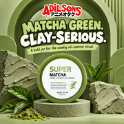 Adilsons Beauty SOME BY MI Super Matcha Pore Clean Clay Mask ad: MATCHA GREEN. CLAY-SERIOUS. / A bold jar for the weekly oil-control ritual.