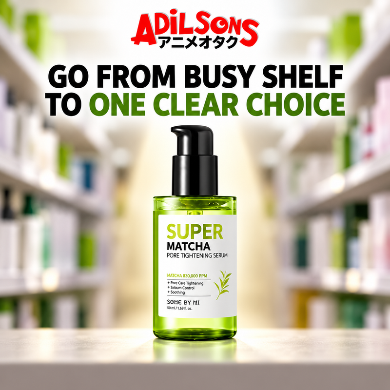 Adilsons creative for SOME BY MI Super Matcha Pore Tightening Serum 50ml — GO FROM BUSY SHELF TO ONE CLEAR CHOICE