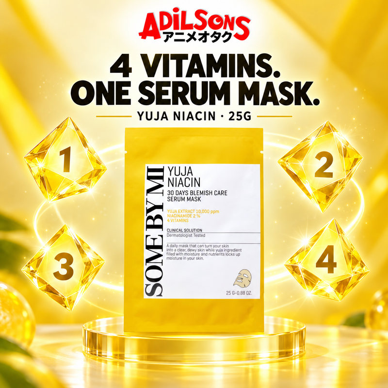 SOME BY MI Yuja Niacin 30 Days Blemish Care Serum Mask 25g creative: 4 vitamins pack fact.
