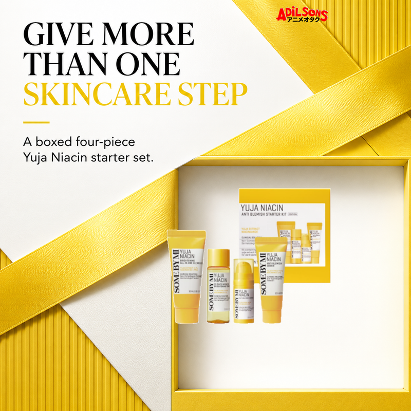 SOME BY MI Yuja Niacin four-piece starter kit — giftable whole routine sales creative for Adilsons Mauritius