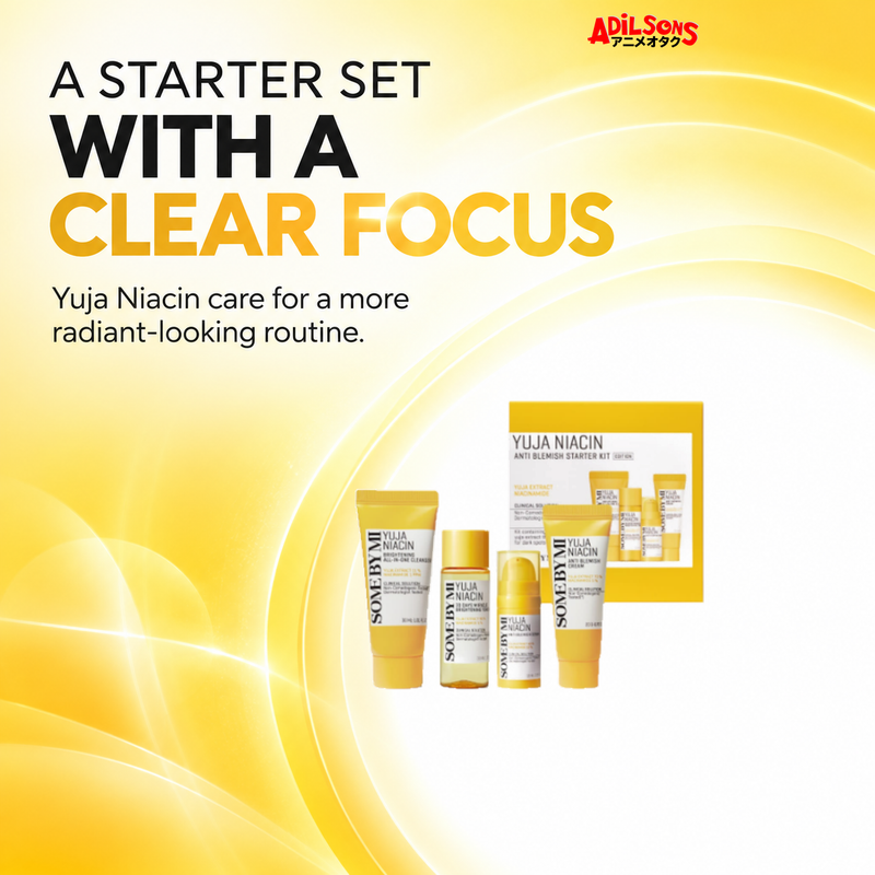SOME BY MI Yuja Niacin four-piece starter kit — focused brightening routine sales creative for Adilsons Mauritius