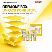 SOME BY MI Yuja Niacin four-piece starter kit — boxed unboxing experience sales creative for Adilsons Mauritius