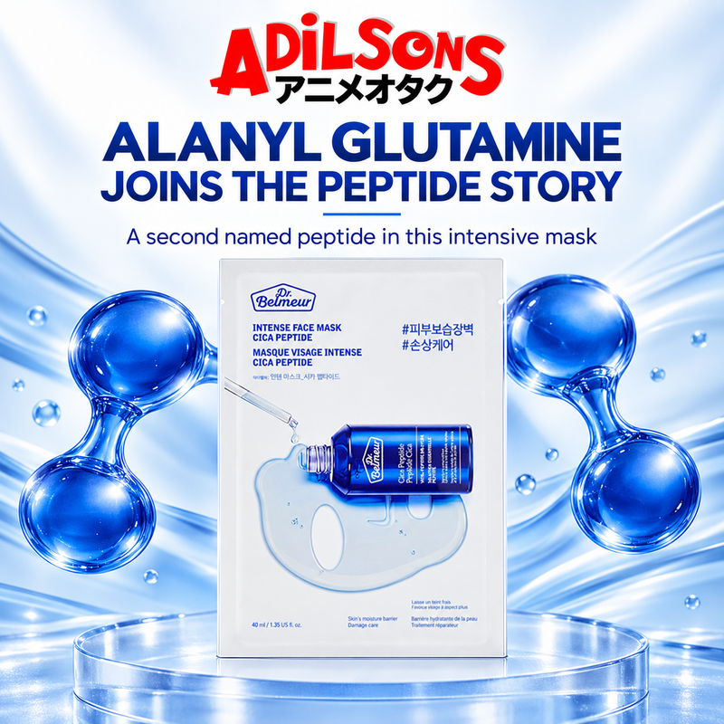Adilsons ad for The Face Shop Dr.Belmeur Intense Face Mask Cica Peptide: ALANYL GLUTAMINE JOINS THE PEPTIDE STORY
