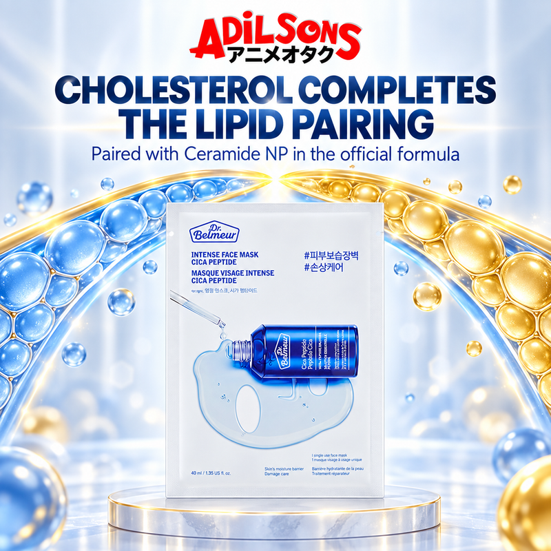 Adilsons ad for The Face Shop Dr.Belmeur Intense Face Mask Cica Peptide: CHOLESTEROL COMPLETES THE LIPID PAIRING