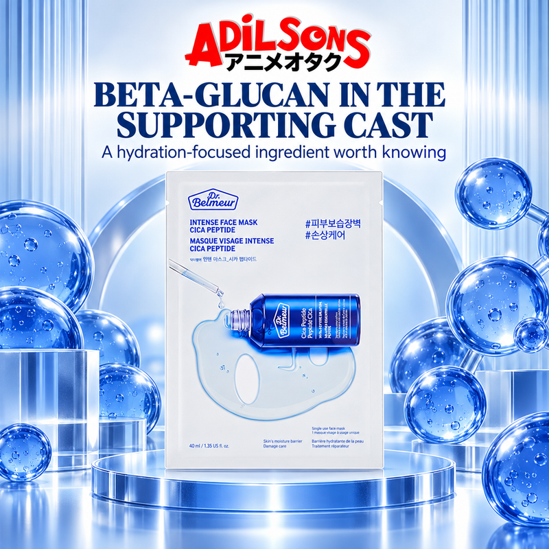 Adilsons ad for The Face Shop Dr.Belmeur Intense Face Mask Cica Peptide: BETA-GLUCAN IN THE SUPPORTING CAST