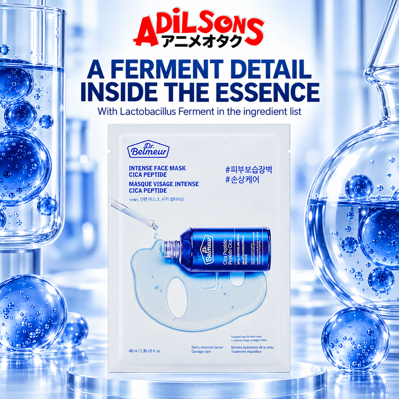 Adilsons ad for The Face Shop Dr.Belmeur Intense Face Mask Cica Peptide: A FERMENT DETAIL INSIDE THE ESSENCE