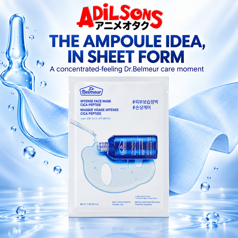 Adilsons ad for The Face Shop Dr.Belmeur Intense Face Mask Cica Peptide: THE AMPOULE IDEA, IN SHEET FORM