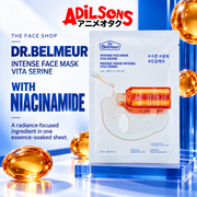 Adilsons Beauty Dr.Belmeur Vita Serine mask ad: WITH NIACINAMIDE / A radiance-focused ingredient in one essence-soaked sheet.