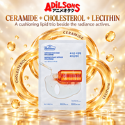 Adilsons Beauty Dr.Belmeur Vita Serine mask ad: CERAMIDE + CHOLESTEROL + LECITHIN / A cushioning lipid trio beside the radiance actives.